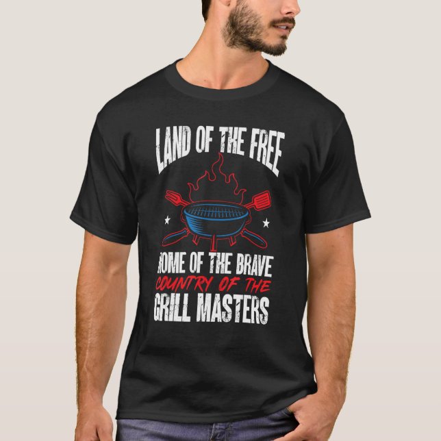 Camiseta American Flag Land Of The Free Grill Master 4th Of (Anverso)