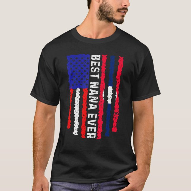 Camiseta American Flag Laos Flag Best Nana Ever Family (Anverso)