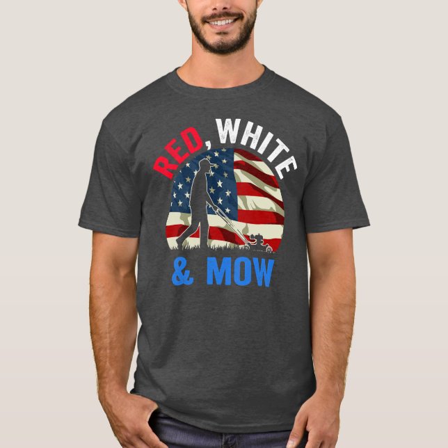 Camiseta American Flag Lawn Mowing 4th Of July Lawn Mower (Anverso)