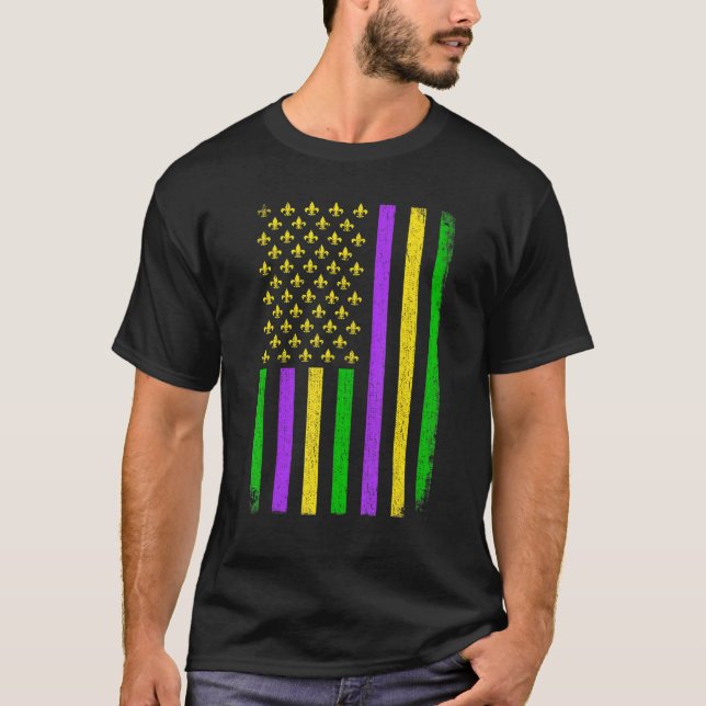 Camiseta American Flag Mardi Gras Beer Mardi Gras Crawfish (Anverso)
