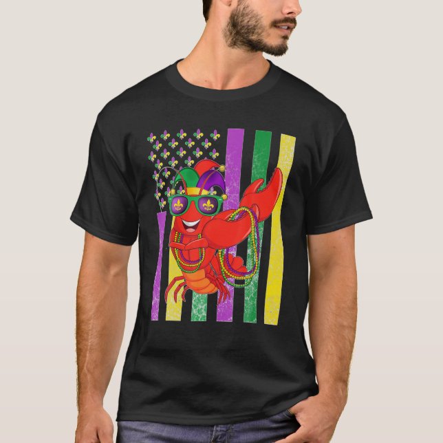 Camiseta American Flag Mardi Gras Crawfish Dabbing (Anverso)