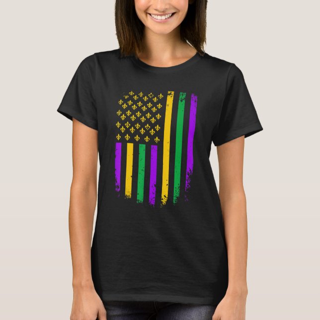 Camiseta American Flag Mardi Gras Fleur De Lys Mardi Gras C (Anverso)