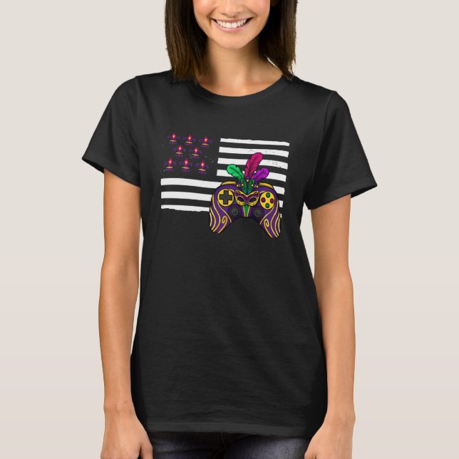 Camiseta American flag mardi gras gaming parade  1 (Anverso)