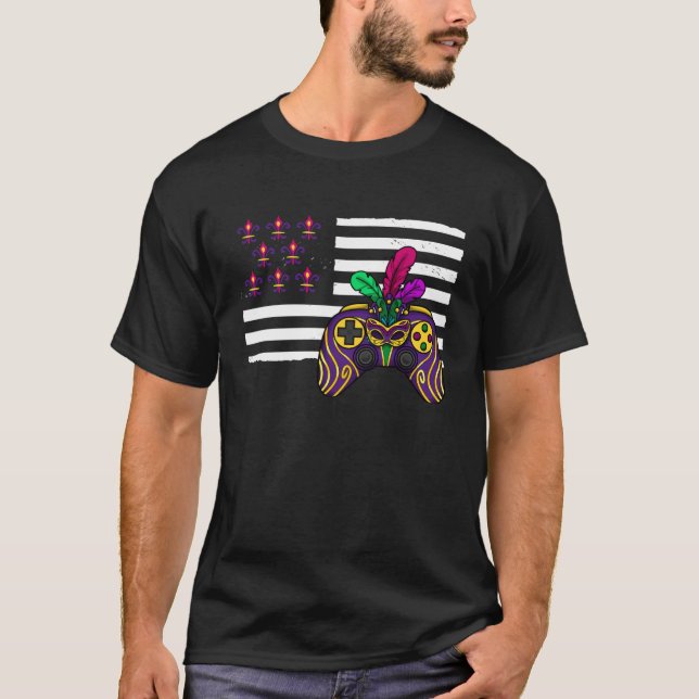Camiseta American flag mardi gras gaming parade  1 (Anverso)