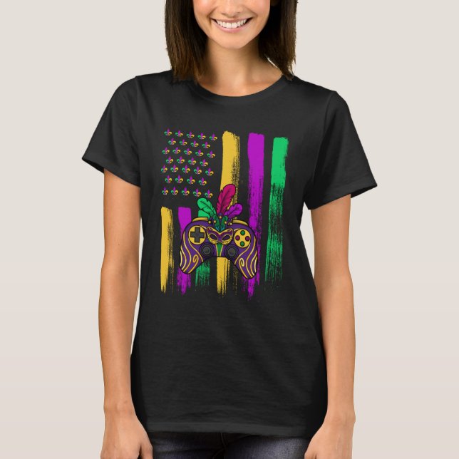 Camiseta American flag mardi gras gaming parade  5 (Anverso)