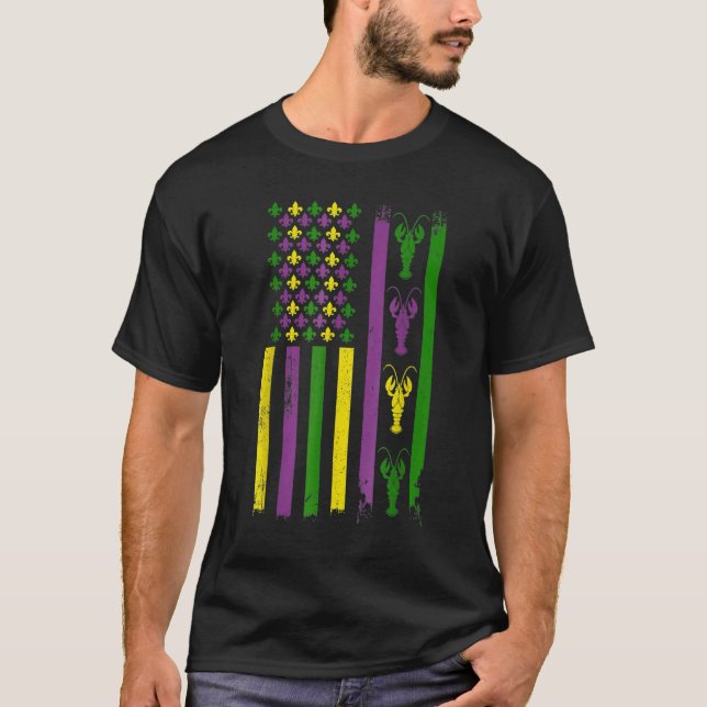 Camiseta American Flag Mardi Gras Mardi Gras Crawfish Outfi (Anverso)