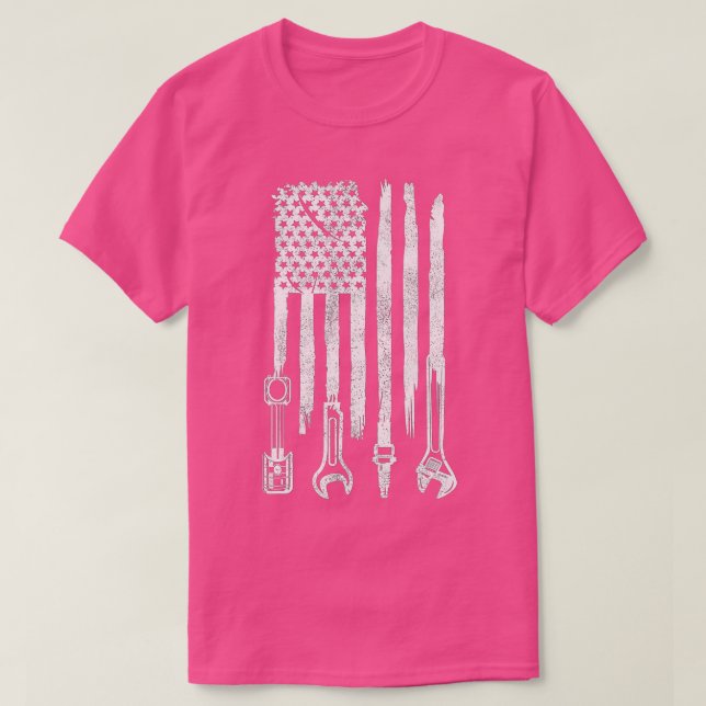 Camiseta American Flag Mechanic Tools Car Fixing Essentials (Diseño del anverso)