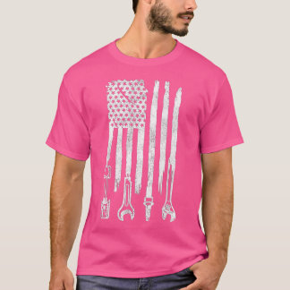 Camiseta American Flag Mechanic Tools Car Fixing Essentials