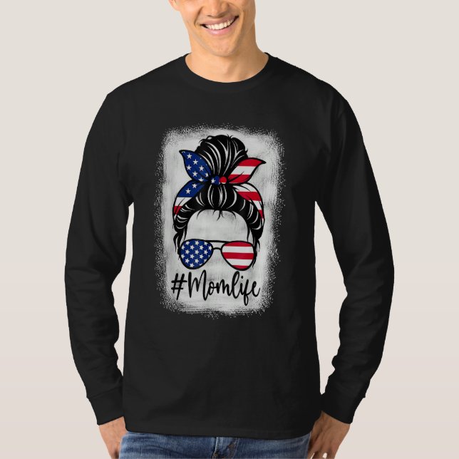 Camiseta American Flag Mom Life Bleached Mother s 4th Of Ju (Anverso)