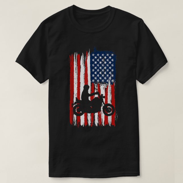 Camiseta American Flag Motorcycle Biker 147 (Diseño del anverso)