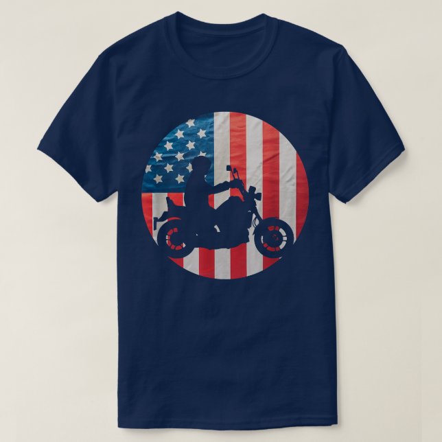 Camiseta American Flag Motorcycle Biker 155 (Diseño del anverso)