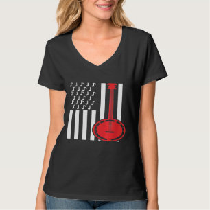 Camiseta American Flag Musical Notes Banjo