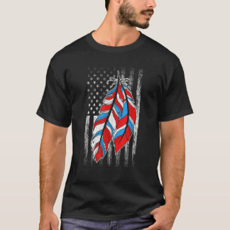 Camiseta American Flag Native Feather Pride Month Indigeno