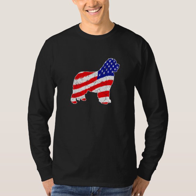 Camiseta American Flag Newfoundland Patriotic Dog Dad Dog M (Anverso)
