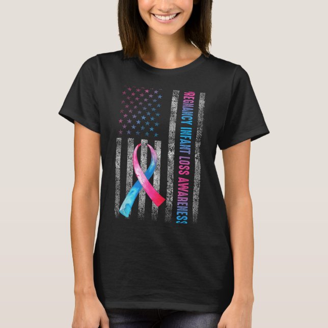 Camiseta American Flag Nk &amp; Blue Pregnancy Infant Loss  (Anverso)