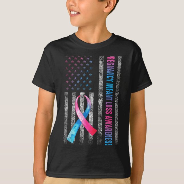 Camiseta American Flag Nk &amp; Blue Pregnancy Infant Loss  (Anverso)