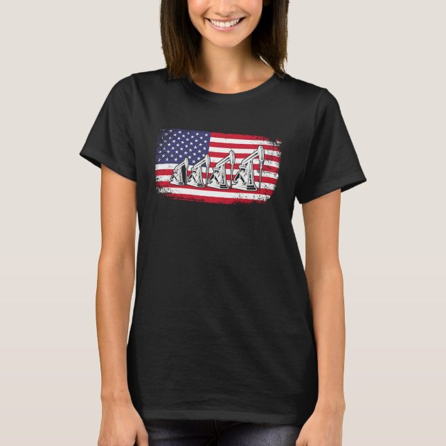Camiseta American Flag Oil Rig Drilling Roughnecks Oilfield (Anverso)