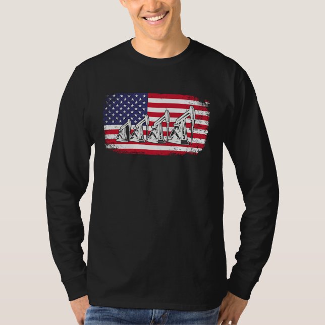 Camiseta American Flag Oil Rig Drilling Roughnecks Oilfield (Anverso)