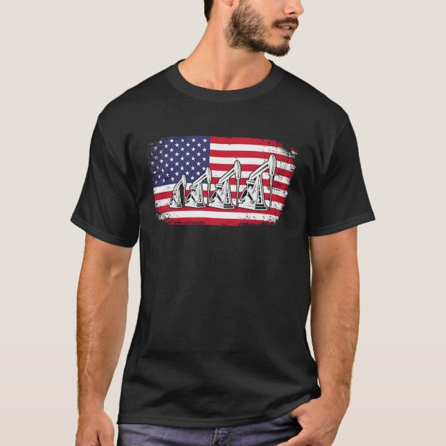 Camiseta American Flag Oil Rig Drilling Roughnecks Oilfield (Anverso)