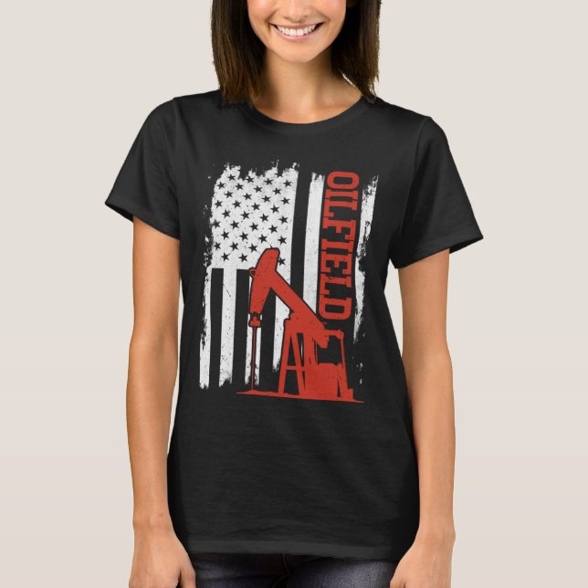 Camiseta American Flag Oilfield Workers Oil Rig Roughneck (Anverso)