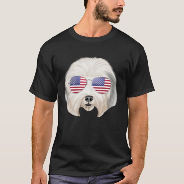 Camiseta American Flag Old English Sheepdog Dog America Poc (Anverso)