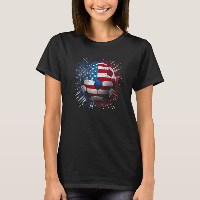 Camiseta American Flag on Soccer Ball Soccer Ball Flag Prem (Anverso)