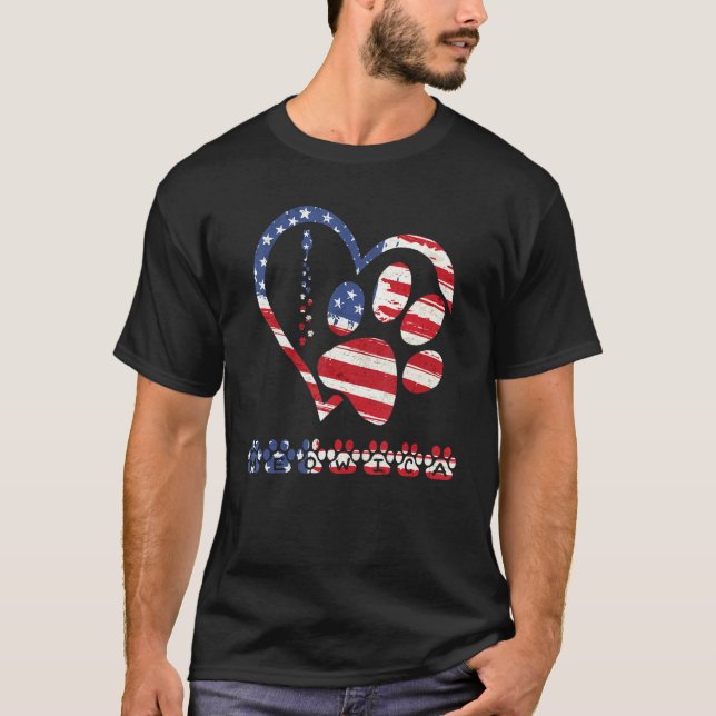 Camiseta american flag patriotic dog & cat paw print - 4th  (Anverso)