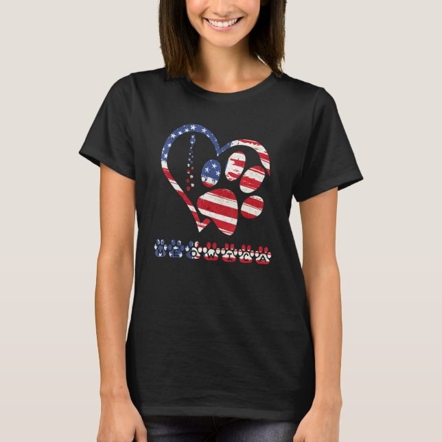 Camiseta american flag patriotic dog & cat paw print - 4th  (Anverso)