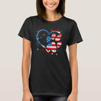 Camiseta American Flag Patriotic Dog & Cat Paw Print 4th Of