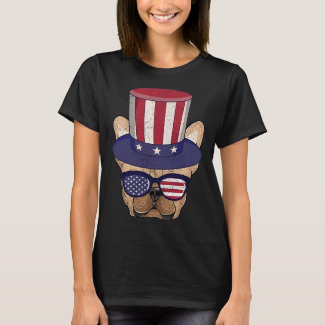 Camiseta American Flag Patriotic French Bulldog Apparel 4th (Anverso)