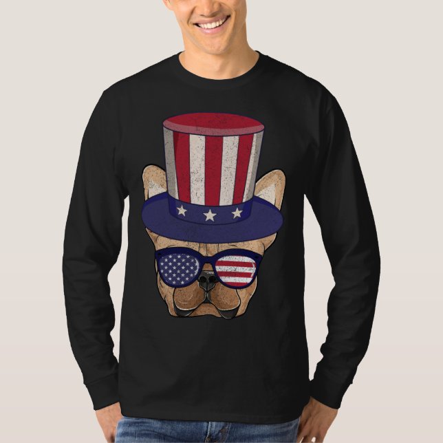 Camiseta American Flag Patriotic French Bulldog Apparel 4th (Anverso)