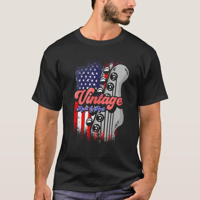 Camiseta American Flag  Patriotic Guitarist  Vintage Rock A (Anverso)
