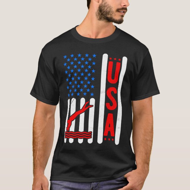 Camiseta American Flag Patriotic USA Men Women Swimming Fre (Anverso)