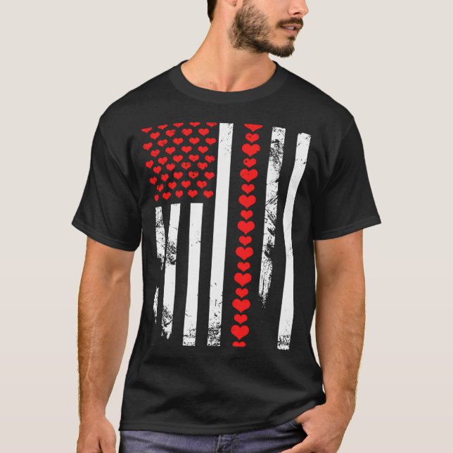 Camiseta American Flag Patriotic Valentines Day Clic He  (Anverso)