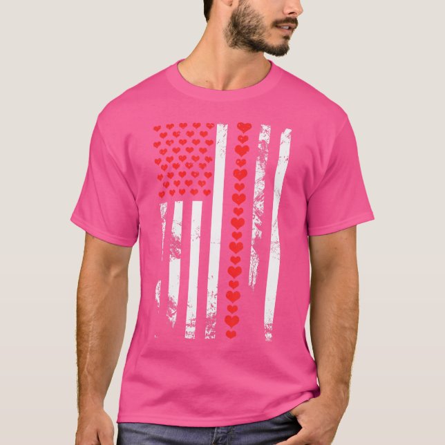 Camiseta American Flag Patriotic Valentine'S Day Heart (Anverso)