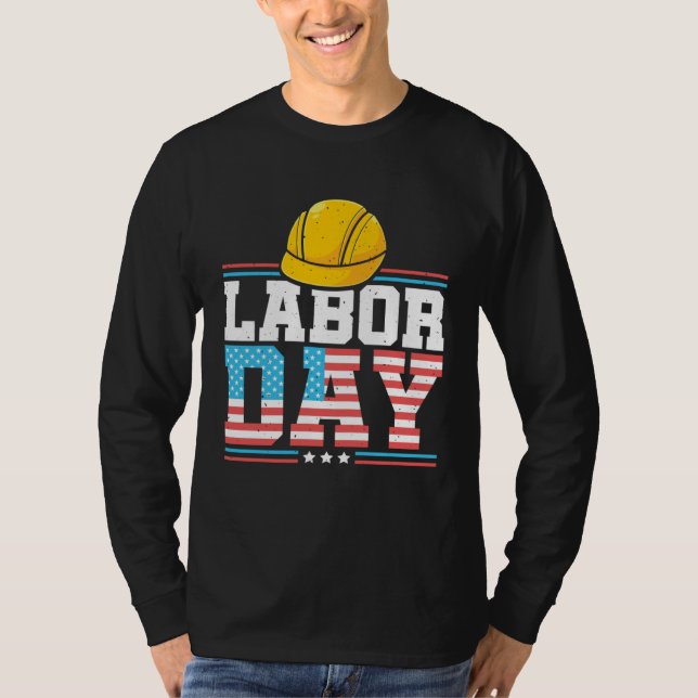 Camiseta American Flag Patriotic Worker Laborer Happy Labor (Anverso)