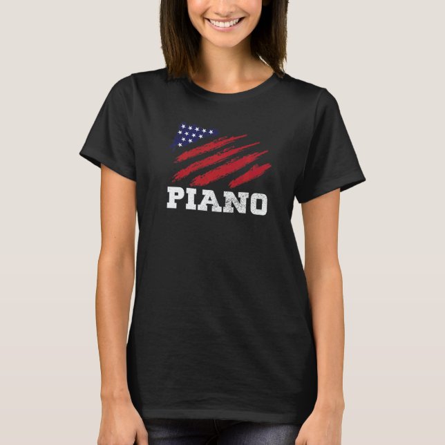 Camiseta American Flag Piano  Musician Pianist (Anverso)