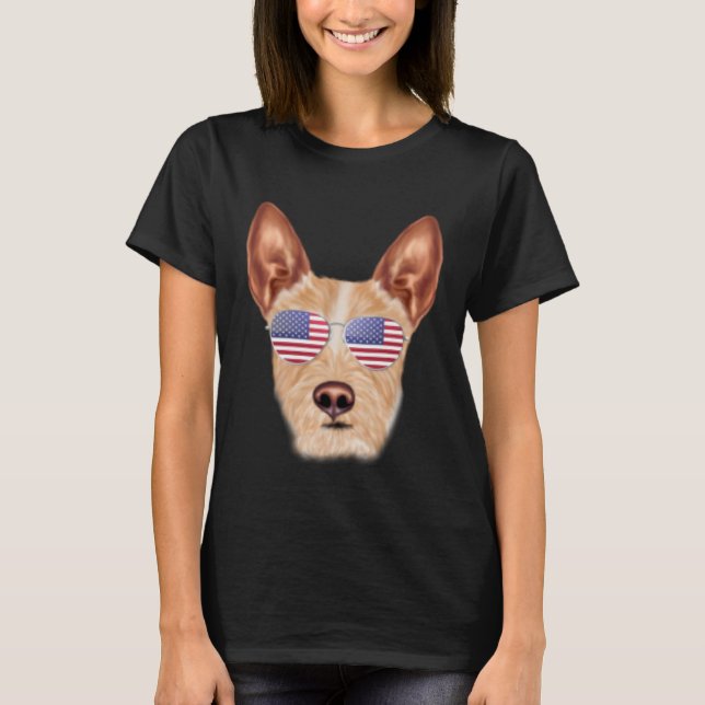 Camiseta American Flag Portuguese Podengo Pequeno Dog Ameri (Anverso)
