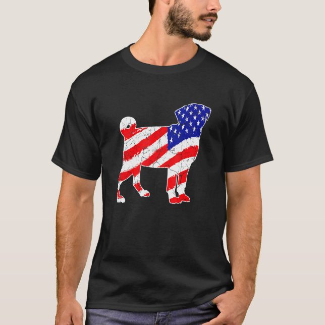 Camiseta American Flag Pug Patriotic Dog Dad Dog Mom (Anverso)