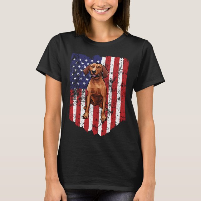 Camiseta American Flag Redbone Coonhound 4th Of July USA (Anverso)