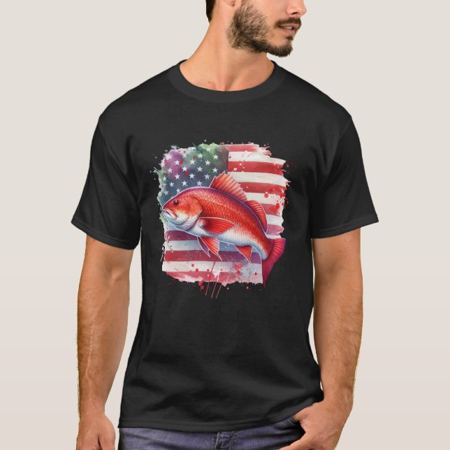 Camiseta American Flag Redfish Fishing (Anverso)