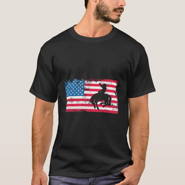Camiseta American Flag Rodeo Bronc Horse Riding Cow Cow (Anverso)