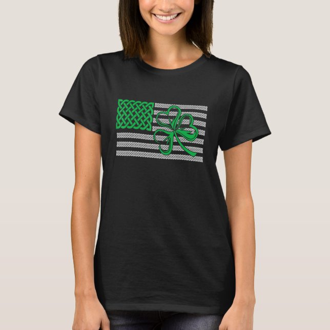 Camiseta American Flag Shamrock Clovers St Patricks Day Men (Anverso)