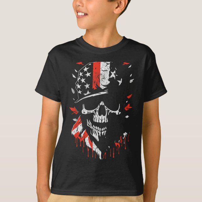 Camiseta American Flag Skull Soldier Patriotic Military Gra (Anverso)
