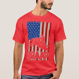 Camiseta American Flag Snowmobiling Braap Funny Snowmobile 