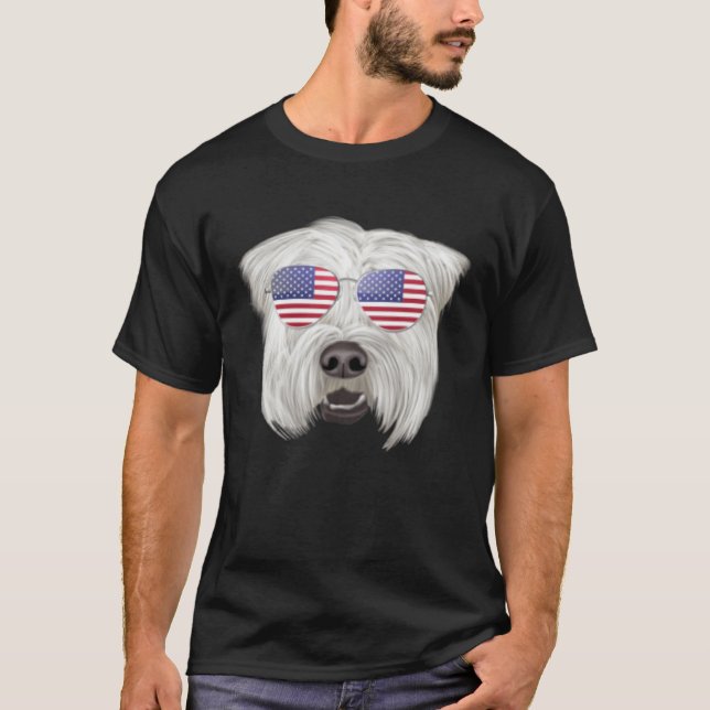 Camiseta American Flag Soft Coated Wheaten Terrier Dog Amer (Anverso)