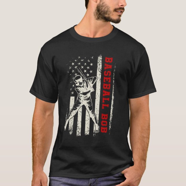 Camiseta American Flag Softball Baseball Bob  Father s Day (Anverso)