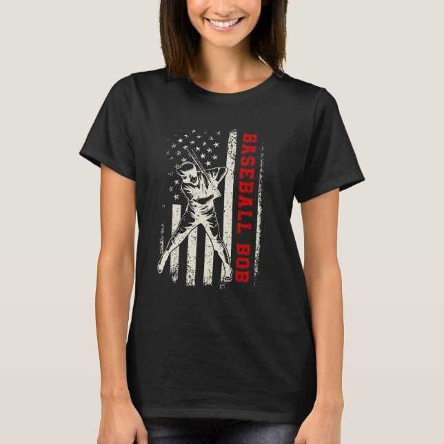 Camiseta American Flag Softball Baseball Bob  Father s Day (Anverso)