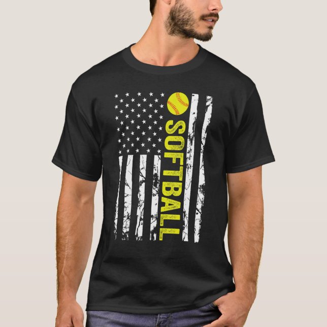 Camiseta American Flag Softball Team Gift_1 (Anverso)