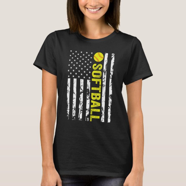 Camiseta American Flag Softball Team Gift_1 (Anverso)